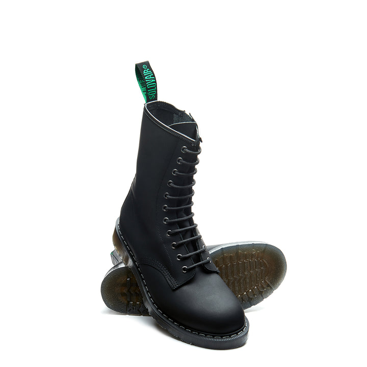 Black Greasy Solovair 11 Eye Derby Boots Men's Zip Boots | 528936XVB