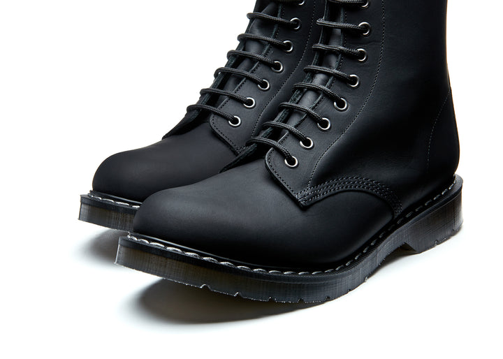 Black Greasy Solovair 11 Eye Derby Boots Men's Zip Boots | 528936XVB