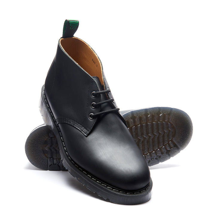 Black Greasy Solovair 3 Eye Men's Chukka Boots | 417958XYD