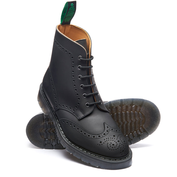 Black Greasy Solovair 6 Eye Men's Brogue Boots | 286974BXN