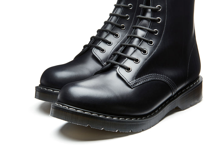 Black Hi-Shine Solovair 11 Eye Derby Boots Men's Zip Boots | 623105DLP