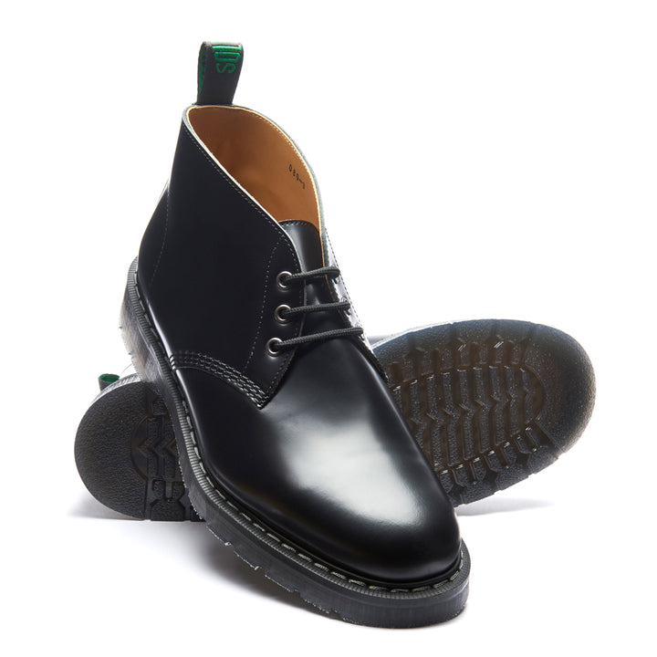 Black Hi-Shine Solovair 3 Eye Men's Chukka Boots | 295716WPS