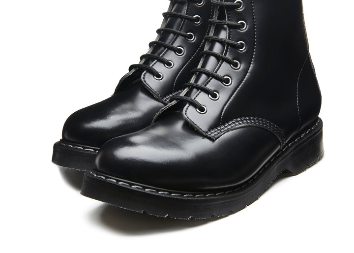 Black Hi-Shine Solovair 8 Eye Derby Boots Women's Vegan Boots | 415723TOQ