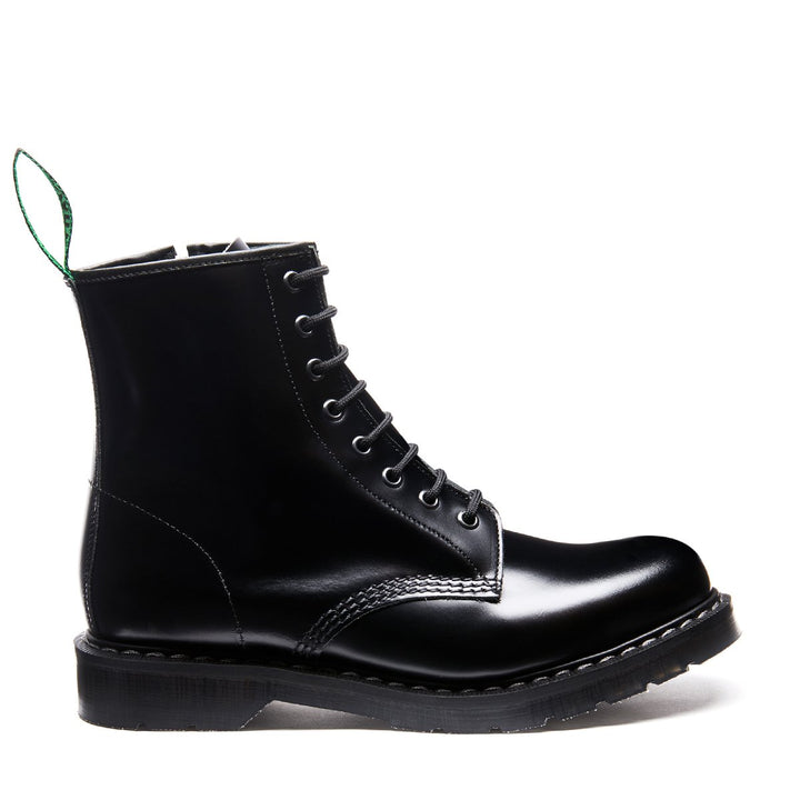 Black Hi-Shine Solovair 8 Eye Derby Boots Women's Zip Boots | 516382AJR