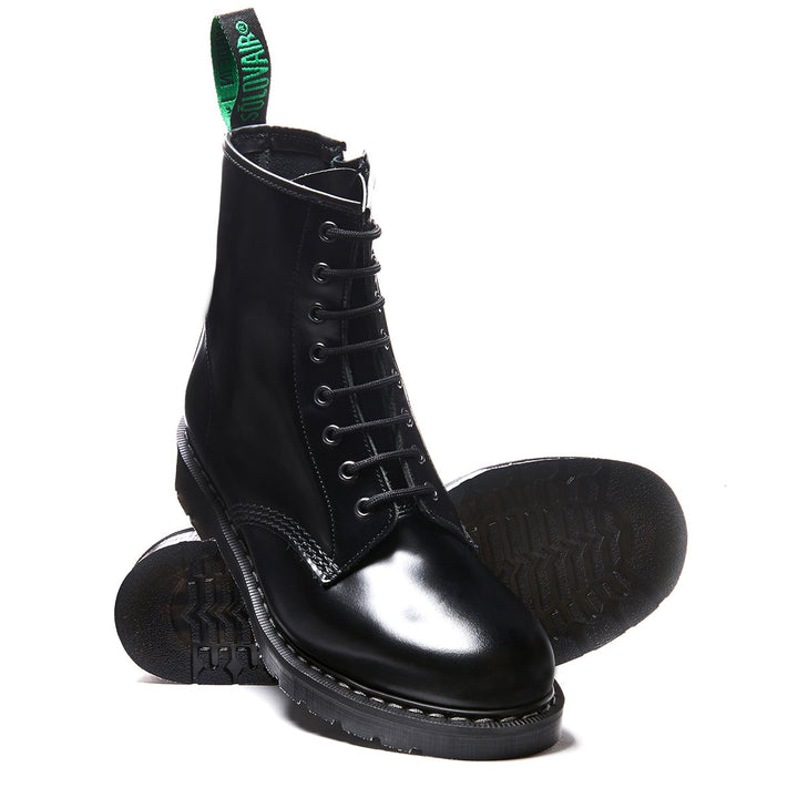 Black Hi-Shine Solovair 8 Eye Derby Boots Women's Zip Boots | 516382AJR