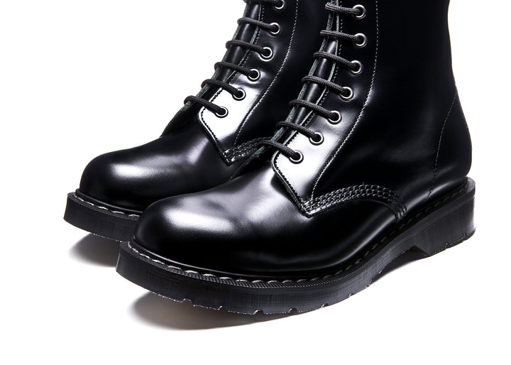 Black Hi-Shine Solovair 8 Eye Derby Boots Women's Zip Boots | 516382AJR