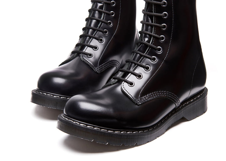 Black Hi-Shine Solovair 8 Eye Women's Derby Boots | 549082WKJ