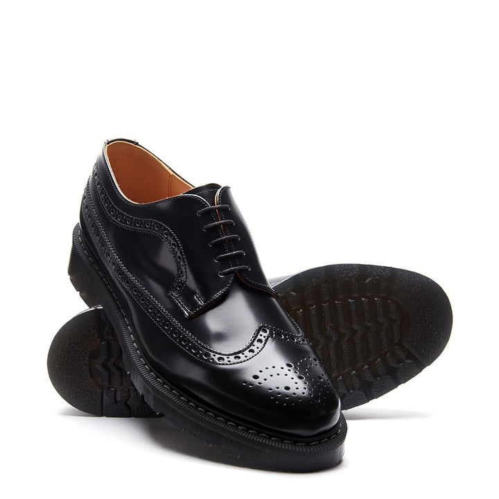 Black Hi-Shine Solovair American Men's Brogue Shoes | 825904KVW