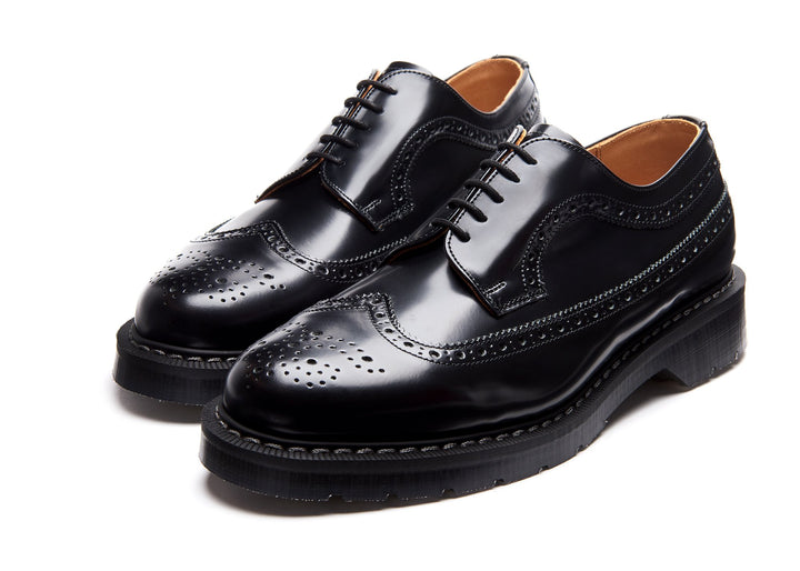 Black Hi-Shine Solovair American Men's Brogue Shoes | 825904KVW