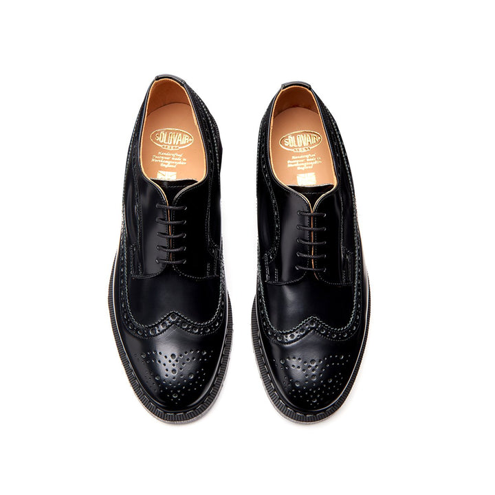 Black Hi-Shine Solovair American Men's Brogue Shoes | 825904KVW