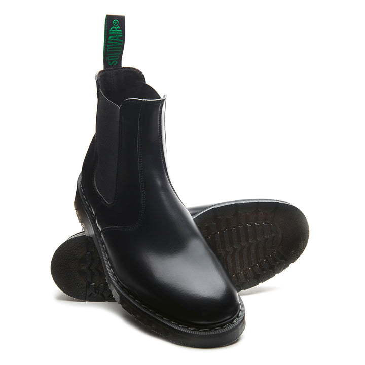 Black Hi-Shine Solovair Dealer Boots Men's Vegan Boots | 074835IBZ