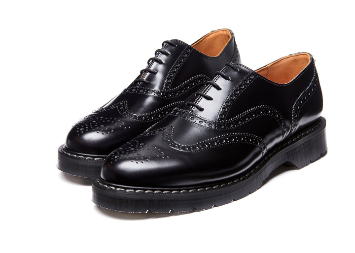 Black Hi-Shine Solovair English Brogue Shoes Women's Oxford Shoes | 314689NUT