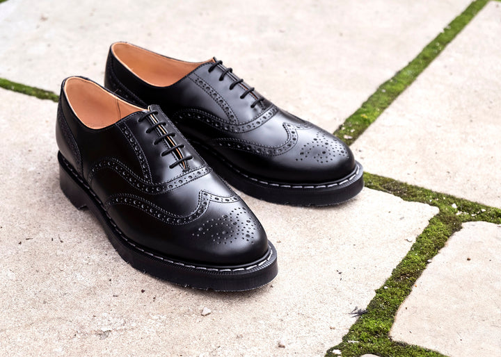 Black Hi-Shine Solovair English Brogue Shoes Women's Oxford Shoes | 314689NUT