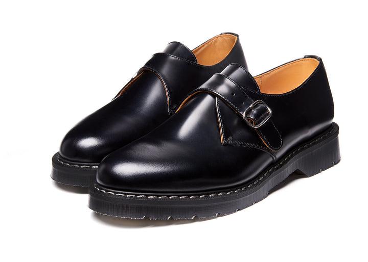 Black Hi-Shine Solovair Single Buckle Men's Monk Shoes | 927415NVH