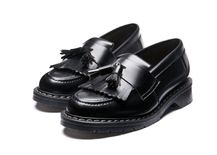 Black Hi-Shine Solovair Tassel Loafer Men's Vegan Shoes | 379510AWS