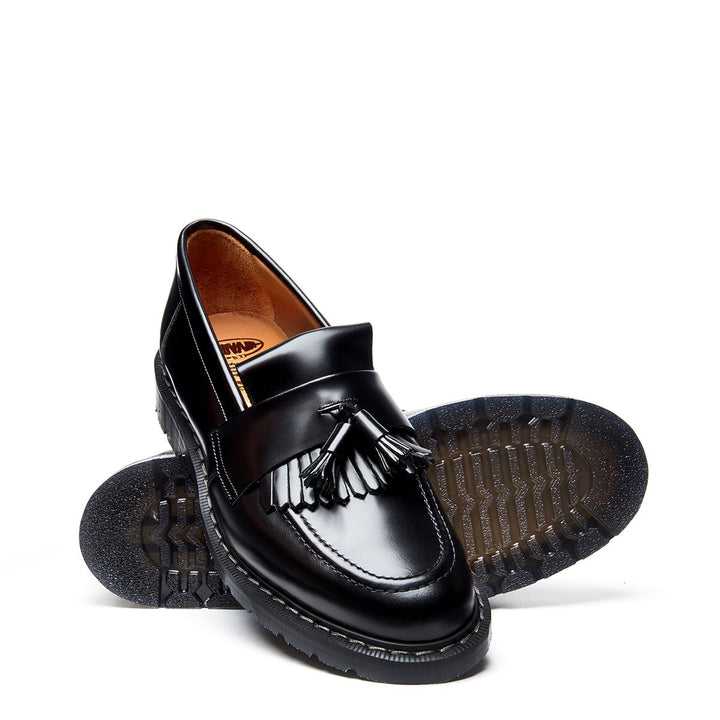 Black Hi-Shine Solovair Tassel Men's Loafers | 015274BFO