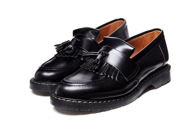 Black Hi-Shine Solovair Tassel Men's Loafers | 015274BFO