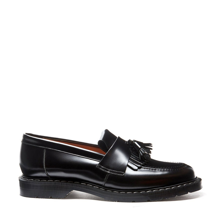 Black Hi-Shine Solovair Tassel Men\'s Loafers | 015274BFO