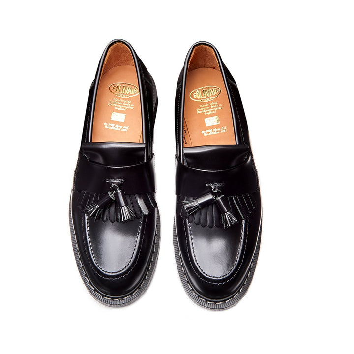 Black Hi-Shine Solovair Tassel Women's Loafers | 637945YGI