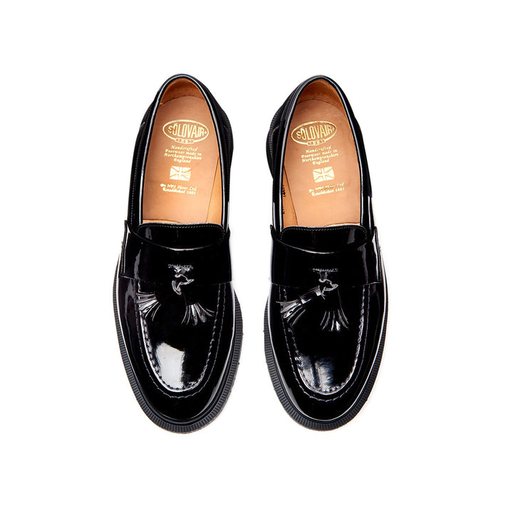 Black Patent Solovair Tassel Women's Loafers | 480975HZG