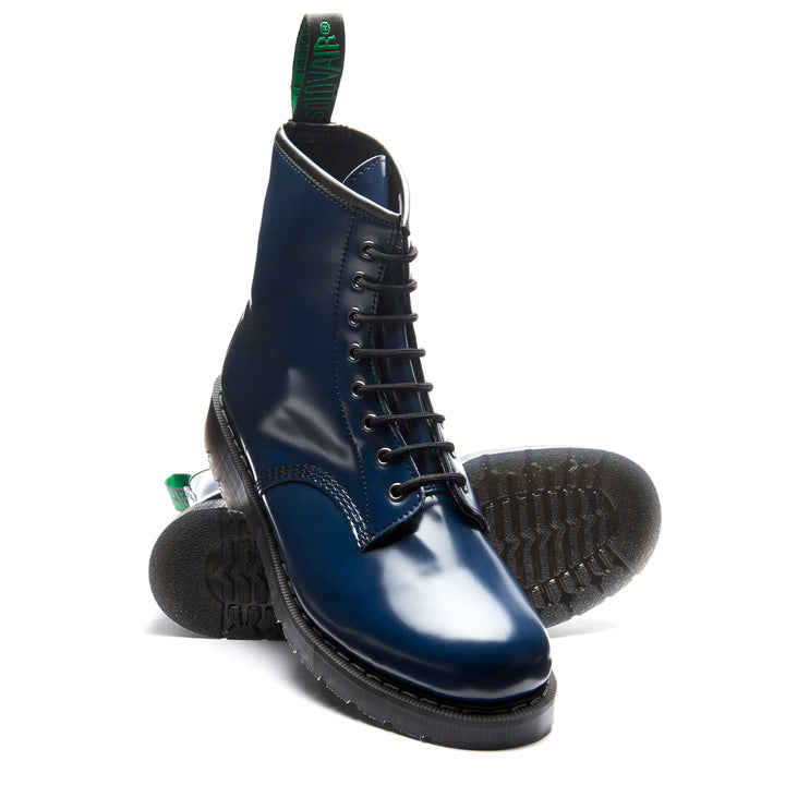 Blue Hi-Shine Solovair Vegan 8 Eye Men's Derby Boots | 849372JKM