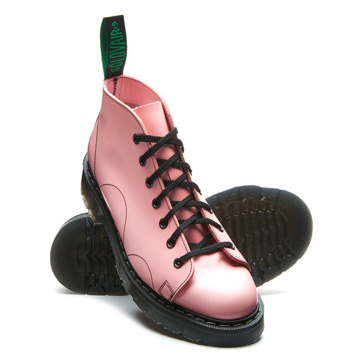 Blush Pink Hi-Shine Solovair 7 Eye Men's Monkey Boots | 710895HBE