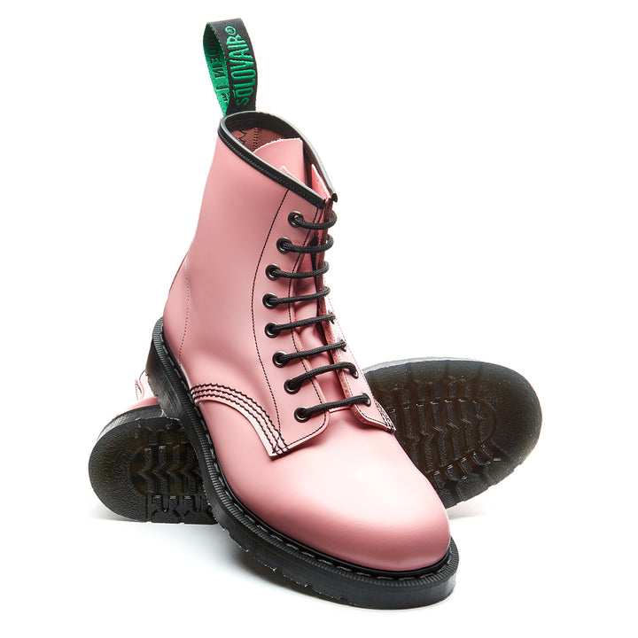 Blush Pink Hi-Shine Solovair 8 Eye Men's Derby Boots | 287695TIP