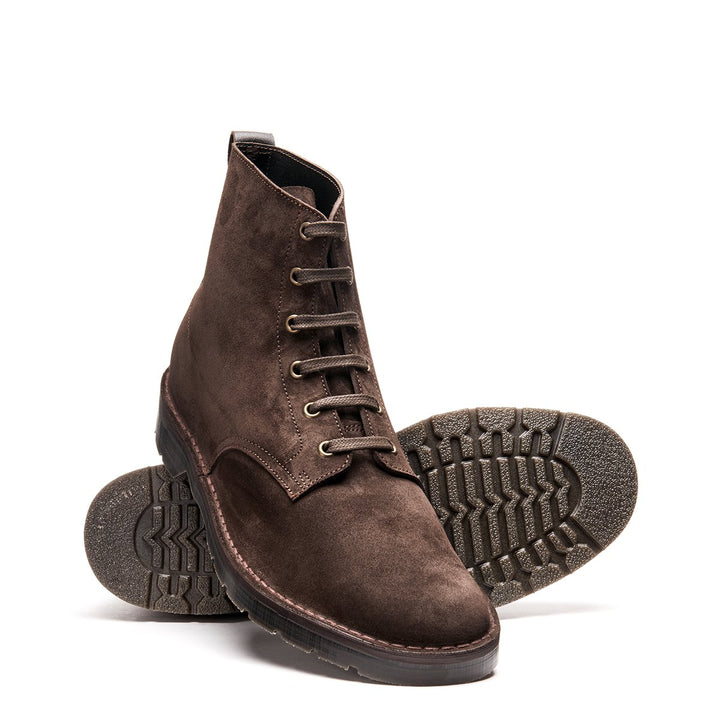 Brown Solovair Suede 6 Eye Men's Derby Boots | 308941JKS