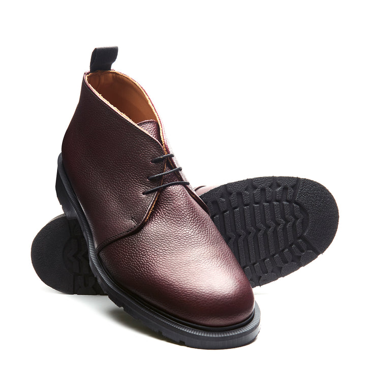 Burgundy Grain Solovair 3 Eye Men's Chukka Boots | 275381UOE