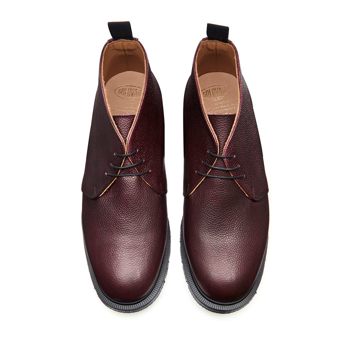 Burgundy Grain Solovair 3 Eye Men's Chukka Boots | 275381UOE