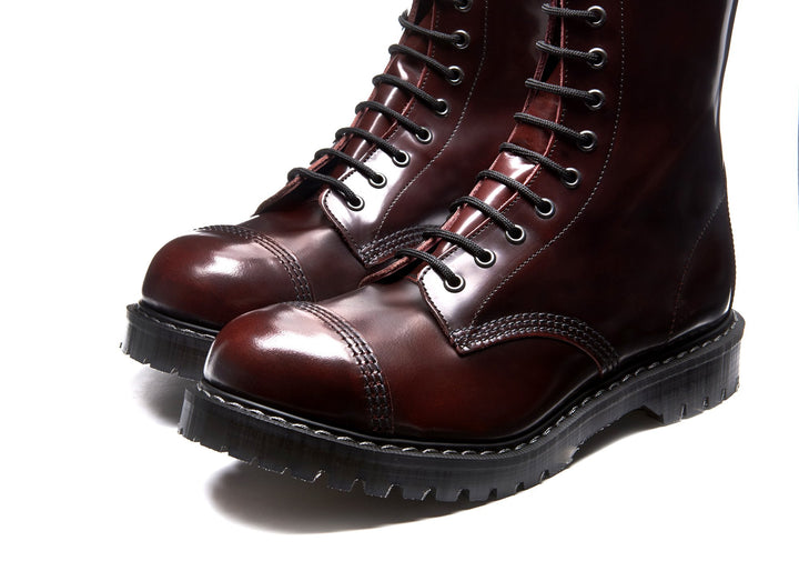 Burgundy Rub-Off Solovair 11 Eye Derby Boots Men's Steel Toe Boots | 659840IHL