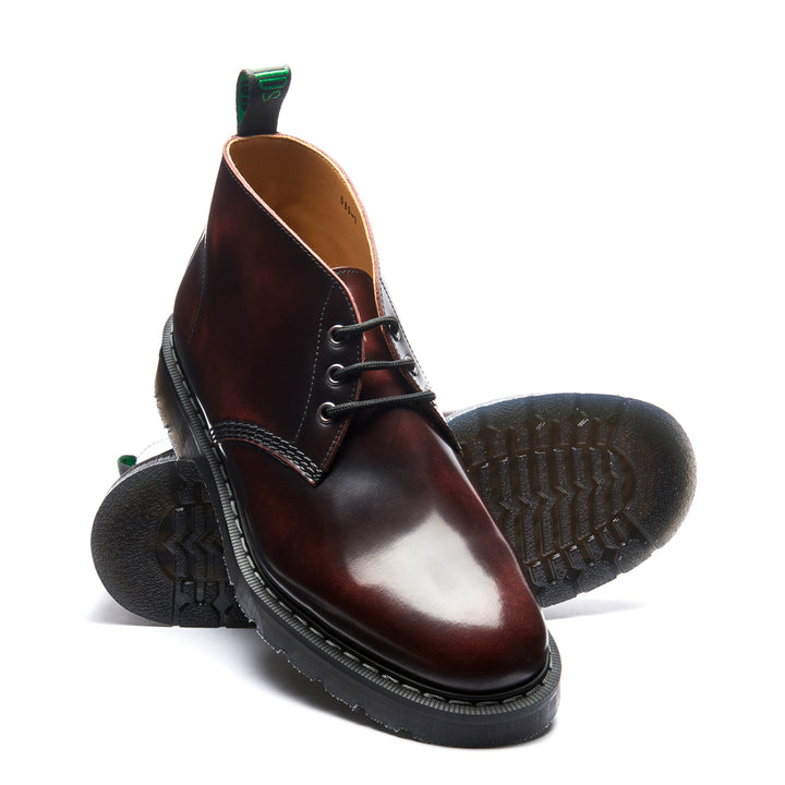 Burgundy Rub-Off Solovair 3 Eye Men's Chukka Boots | 573296HYJ