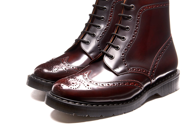 Burgundy Rub-Off Solovair 6 Eye Men's Brogue Boots | 847352TQR