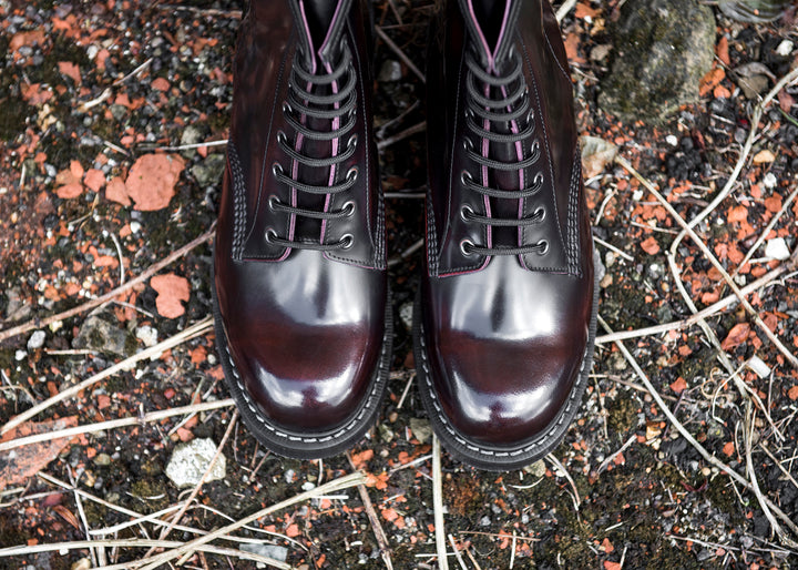 Burgundy Rub-Off Solovair 8 Eye Men's Derby Boots | 168905AWF