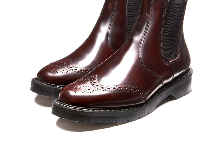 Burgundy Rub-Off Solovair Brogue Boots Men's Chelsea Boots | 970426CFM