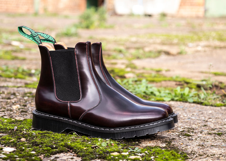 Burgundy Rub-Off Solovair Dealer Boots Men's Chelsea Boots | 401389OGQ