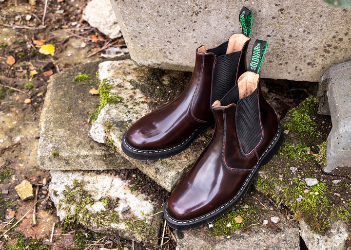 Burgundy Rub-Off Solovair Dealer Boots Men's Chelsea Boots | 401389OGQ