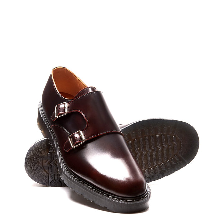 Burgundy Rub-Off Solovair Double Buckle Men's Monk Shoes | 451729NJB