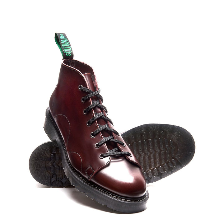 Burgundy Rub-Off Solovair Leather Men's Monkey Boots | 962845OEZ