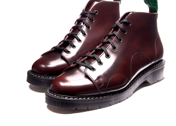 Burgundy Rub-Off Solovair Leather Men's Monkey Boots | 962845OEZ