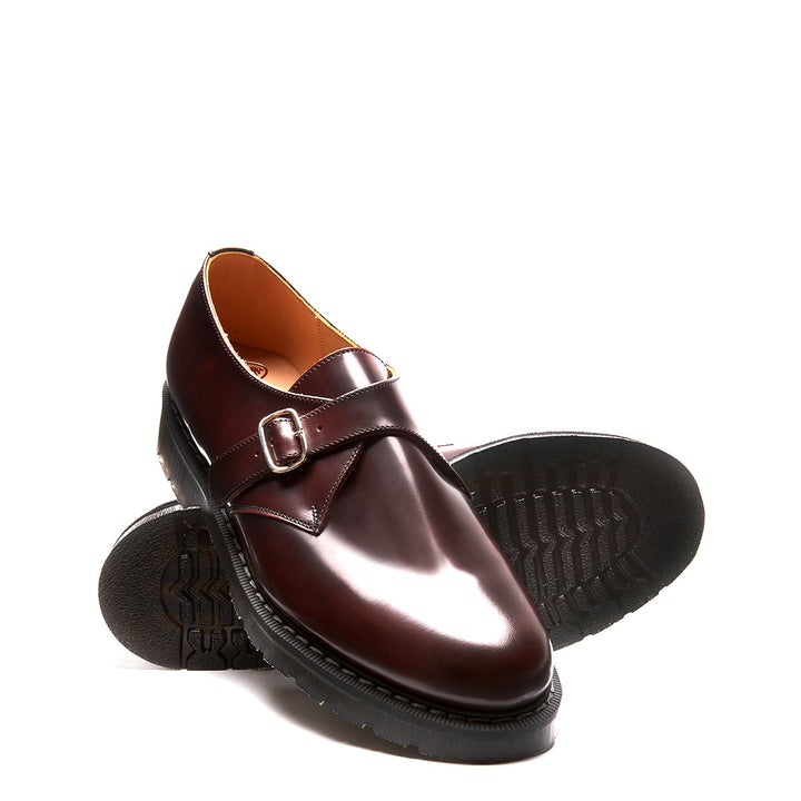 Burgundy Rub-Off Solovair Single Buckle Men's Monk Shoes | 254631LXN