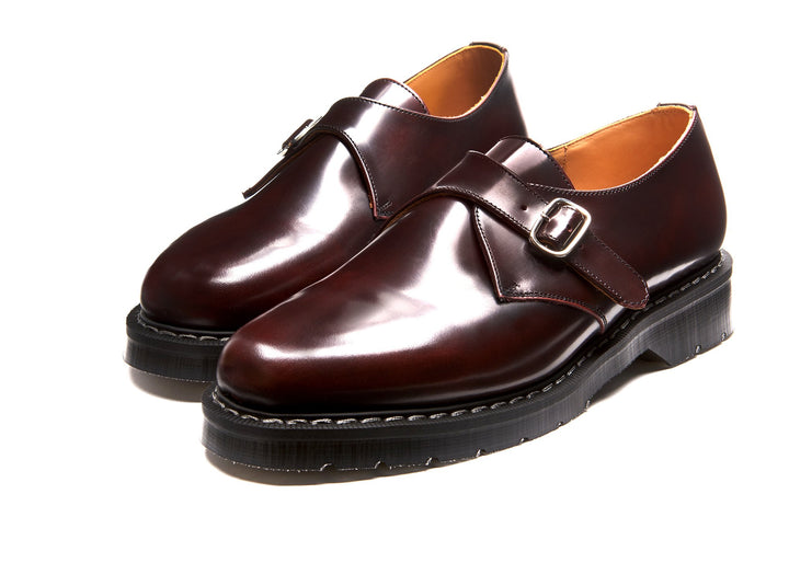 Burgundy Rub-Off Solovair Single Buckle Men's Monk Shoes | 254631LXN