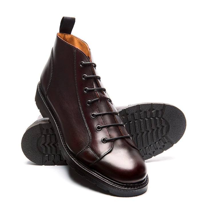 Burgundy Solovair 7 Eye Men's Monkey Boots | 804357FZU