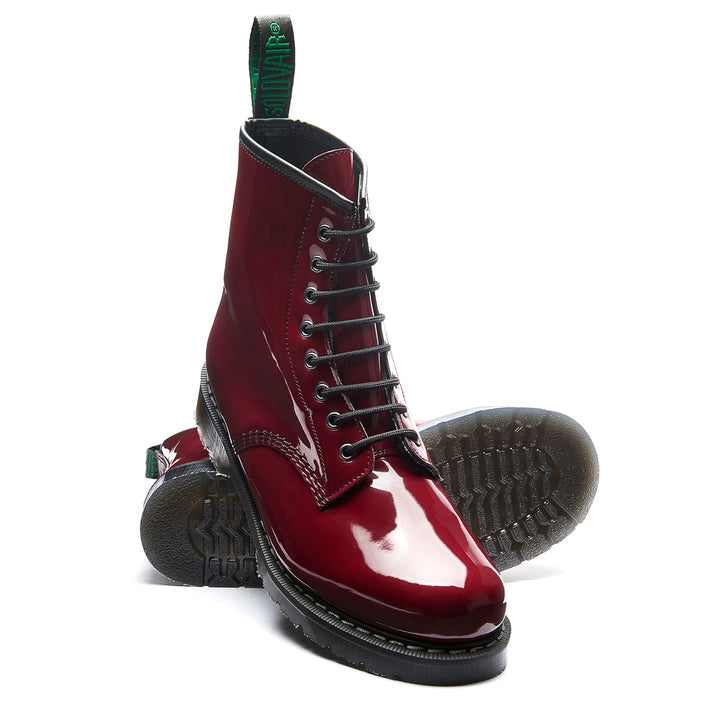 Cherry Red Patent Solovair Vegan 8 Eye Men's Derby Boots | 563701YST