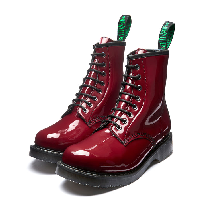 Cherry Red Patent Solovair Vegan 8 Eye Men's Derby Boots | 563701YST