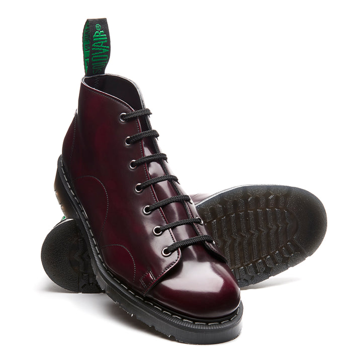 Cherry Red Rub-Off Hi-Shine Solovair 7 Eye Monkey Boots Women's Vegan Boots | 167540TLA