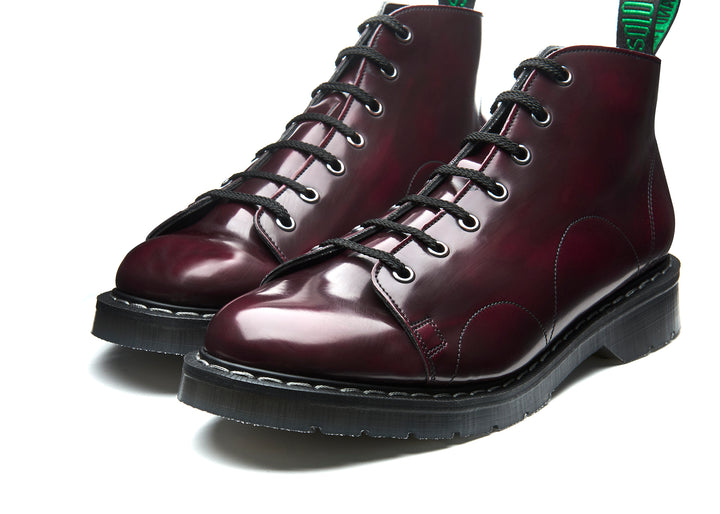 Cherry Red Rub-Off Hi-Shine Solovair 7 Eye Monkey Boots Men's Vegan Boots | 187306GIK