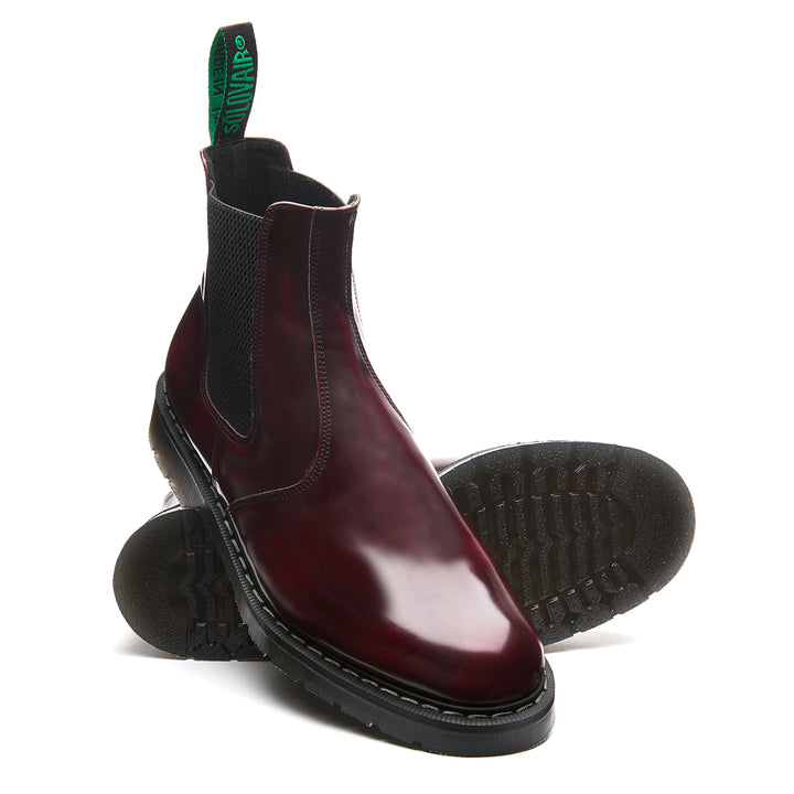 Cherry Red Rub-Off Hi-Shine Solovair Chelsea Boots Men's Vegan Boots | 503427EIU