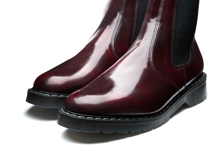 Cherry Red Rub-Off Hi-Shine Solovair Chelsea Boots Men's Vegan Boots | 503427EIU