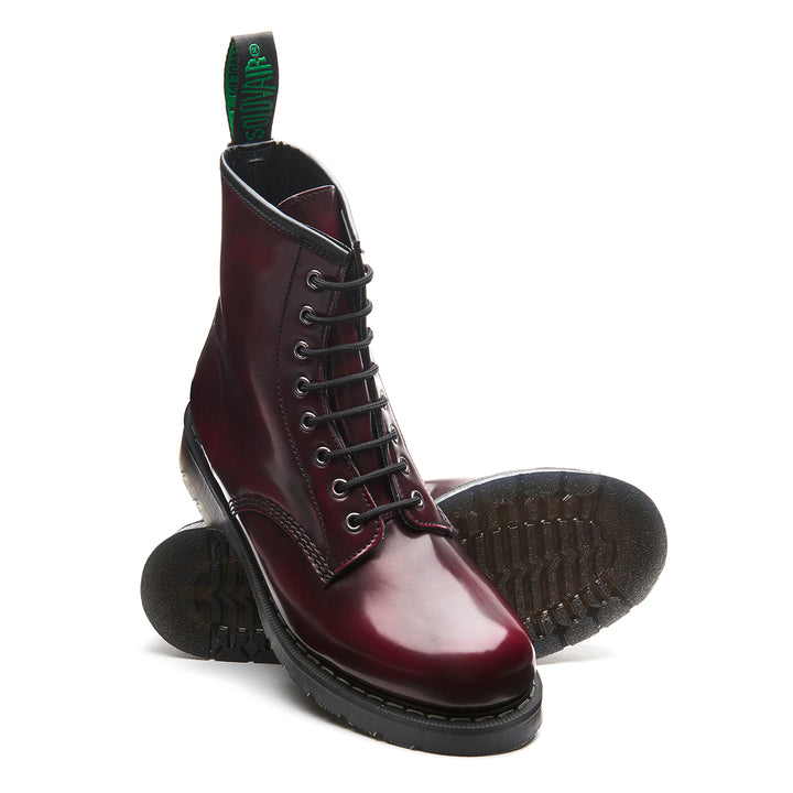 Cherry Red Rub-Off Solovair 8 Eye Derby Boots Women's Vegan Boots | 791425NMP